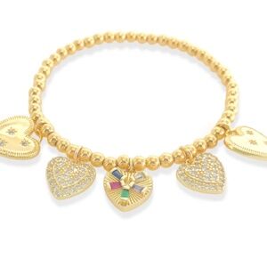 Jeweled Heart Charm Bracelet - Stretch NWT